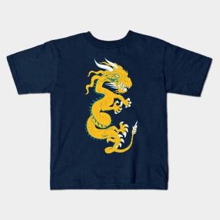 Golden Dragon with Turquoise Style Kids T-Shirt